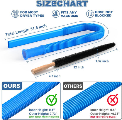HOM Professional Dryer Vent Cleaning Kit | Flexible 8-Foot Lint Brush with Extension Rods | Complete Cleaning Tool Set for Dryer Ducts & Vents | Improves Efficiency & Reduces Fire Risk