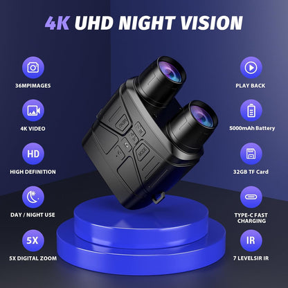 HOM Digital Night Vision Binoculars with 1000ft IR – 1080p Recording for Hunting/Surveillance