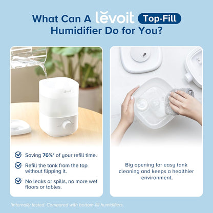 HOM Ultrasonic Cool Mist Humidifier for Bedroom | Quiet Operation with Auto Shut-Off | 2.5L Large Capacity for up to 30 Hours | Night Light & BPA-Free | Ideal for Home, Nursery, Office