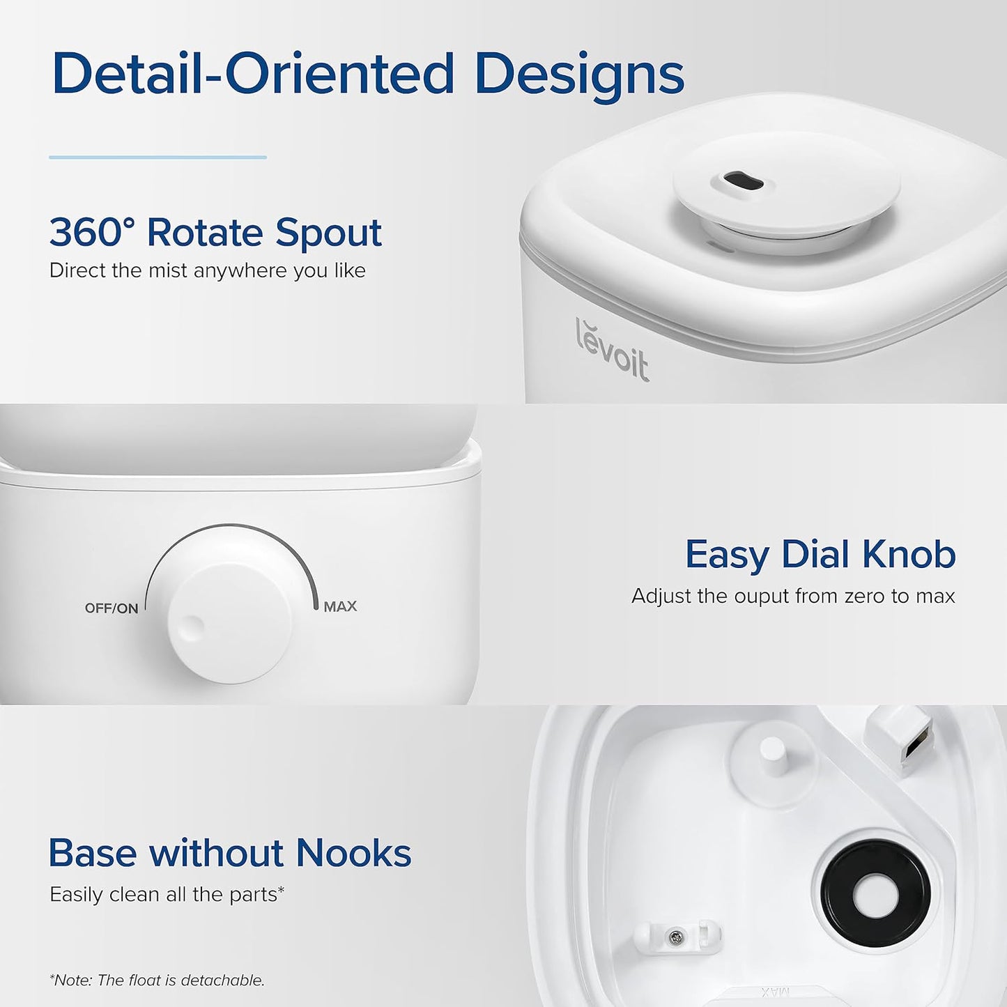 HOM Ultrasonic Cool Mist Humidifier for Bedroom | Quiet Operation with Auto Shut-Off | 2.5L Large Capacity for up to 30 Hours | Night Light & BPA-Free | Ideal for Home, Nursery, Office