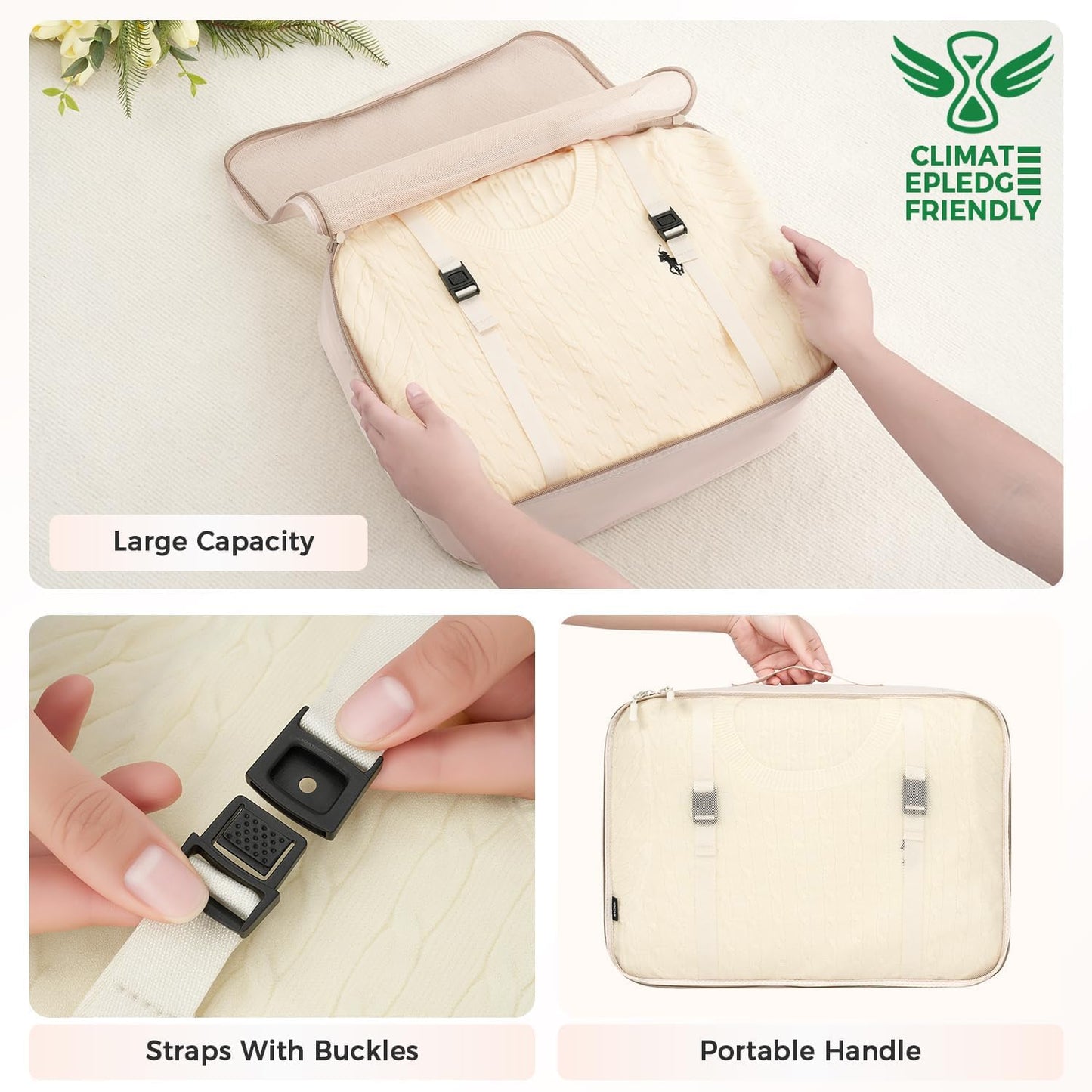 HOM 8-Piece Packing Cubes Set for Travel | Luggage Organizers with Mesh Top & Laundry Bag | Lightweight & Durable Compression Bags for Suitcase, Carry-On | Black