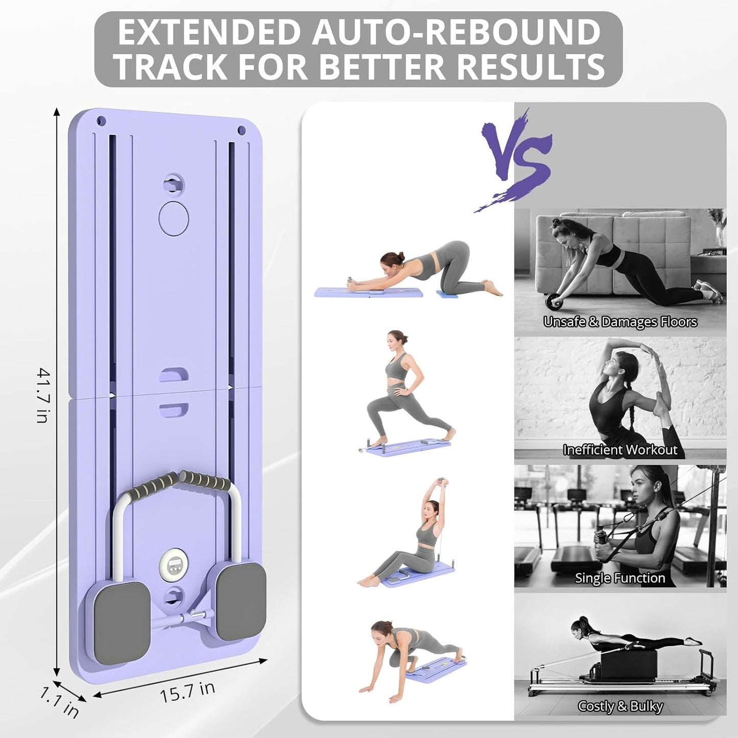 HOM Pilates Reformer Machine, 5 Resistance Levels with Jumpboard, Home Gym Equipment for Full-Body Workout