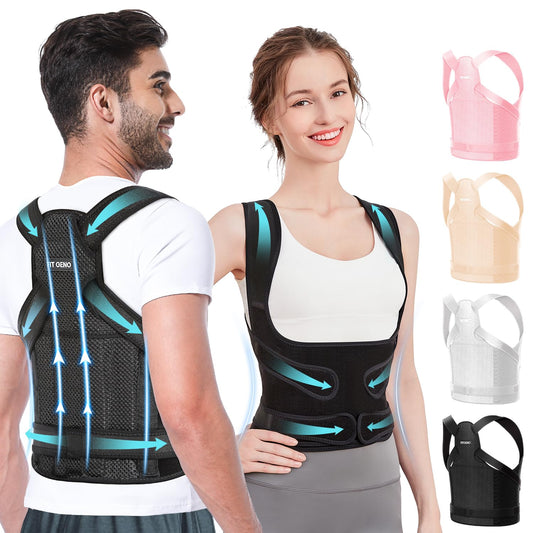 HOM Women's Posture Corrector Brace - Upper Back Support Pain Relief, Comfortable Shoulder Straightener, Adjustable Posture Trainer for Clavicle