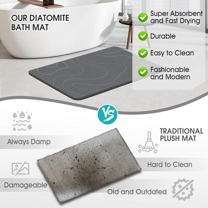 HOM Natural Stone Bath Mat, Non-Slip Pebble Tile for Shower Floor, Fast-Drying Bathroom Rug