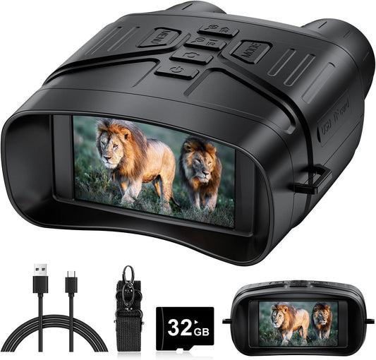 HOM Digital Night Vision Binoculars with 1000ft IR – 1080p Recording for Hunting/Surveillance