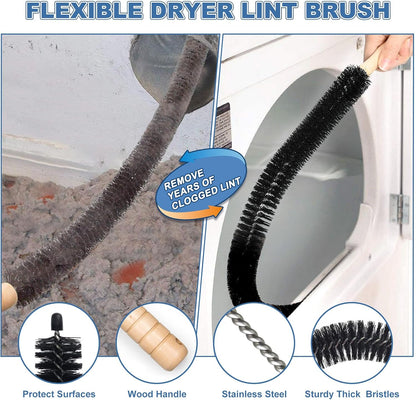 HOM Professional Dryer Vent Cleaning Kit | Flexible 8-Foot Lint Brush with Extension Rods | Complete Cleaning Tool Set for Dryer Ducts & Vents | Improves Efficiency & Reduces Fire Risk