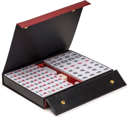 HOM Complete American Mahjong Tile Set | Includes 166 Tiles, Racks, Dice, Wind Indicator | Durable Acrylic Tiles with Clear Engraving & Carrying Case | Official NMJL Card Compatible