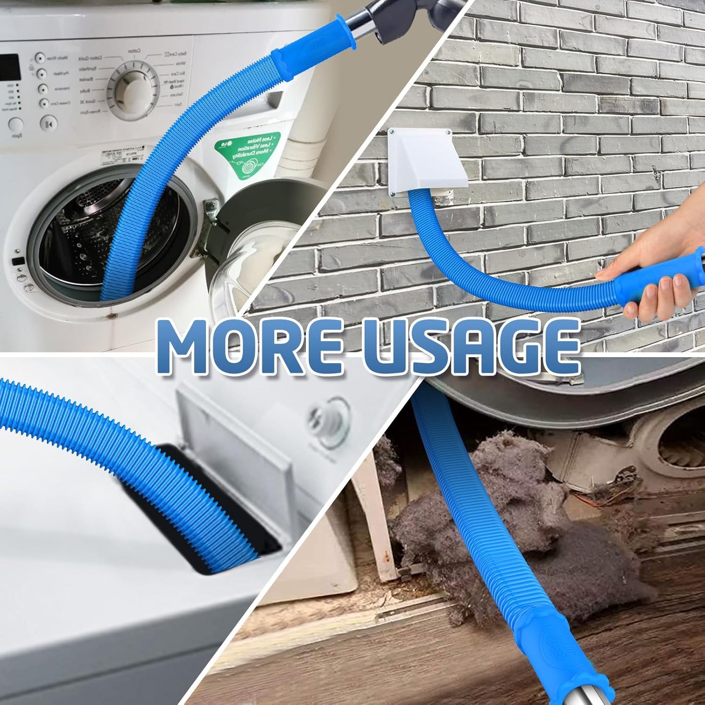HOM Professional Dryer Vent Cleaning Kit | Flexible 8-Foot Lint Brush with Extension Rods | Complete Cleaning Tool Set for Dryer Ducts & Vents | Improves Efficiency & Reduces Fire Risk