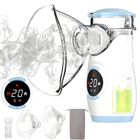 HOM Nebulizer for Adults, Quiet Mesh Ultrasonic Compressor with Mask & Mouthpiece, Portable Asthma Treatment Machine