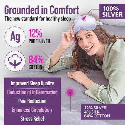 HOM Grounding Sheets, Conductive Silver Thread Queen Size, Earthing Bed Sheet for Better Sleep & Recovery