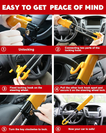 HOM Anti-theft Steering Wheel Lock – Secure Your Vehicle with Heavy Duty Protection