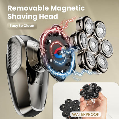 HOM 7D Rotary Shaver for Bald Head – Wet/Dry IPX7 Waterproof with LED Display & Travel Lock