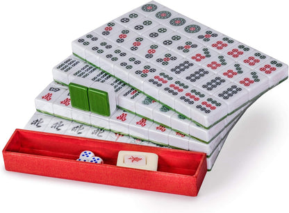 HOM Complete American Mahjong Tile Set | Includes 166 Tiles, Racks, Dice, Wind Indicator | Durable Acrylic Tiles with Clear Engraving & Carrying Case | Official NMJL Card Compatible