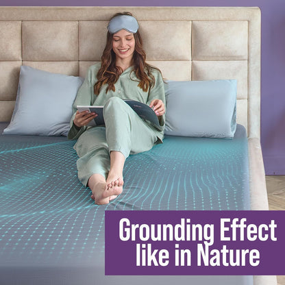 HOM Grounding Sheets, Conductive Silver Thread Queen Size, Earthing Bed Sheet for Better Sleep & Recovery