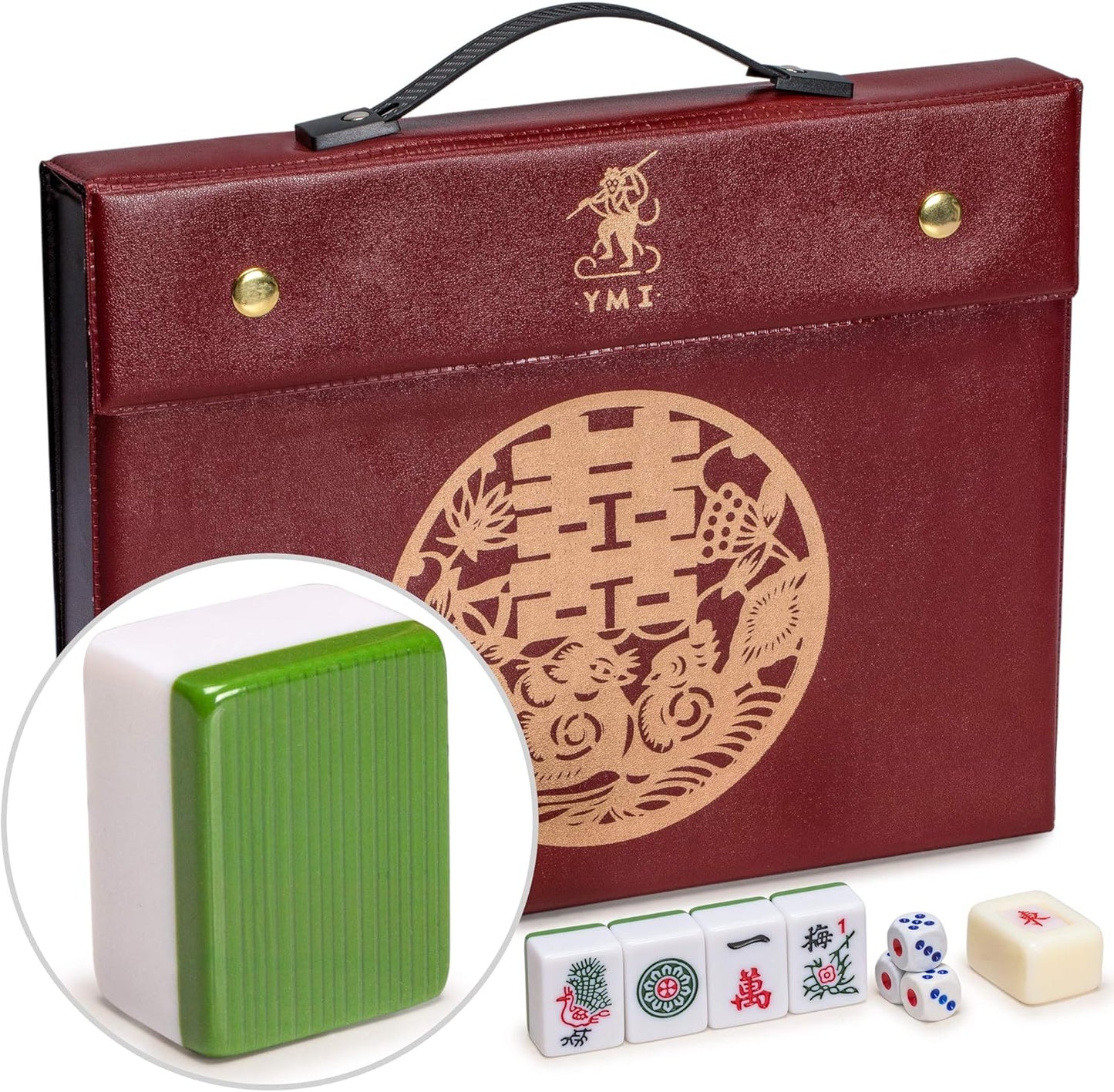 HOM Complete American Mahjong Tile Set | Includes 166 Tiles, Racks, Dice, Wind Indicator | Durable Acrylic Tiles with Clear Engraving & Carrying Case | Official NMJL Card Compatible