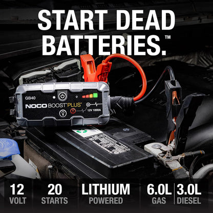 HOM Jump Starter 2000A Peak Car Battery Booster, 12V Portable Power Pack with USB/Type-C, LED Light, for Gas/Diesel Engines (Up to 8L)