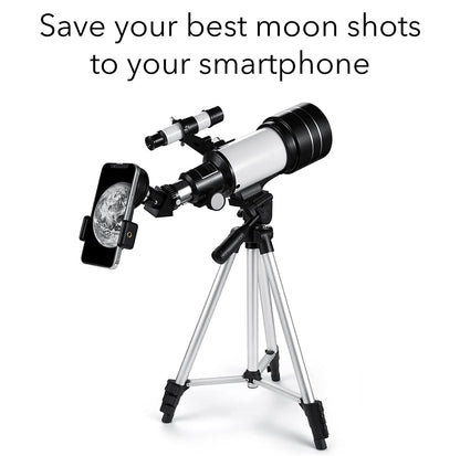 HOM Astronomical Telescope - 360° Rotational Telescope with Multiple Eyepieces - Up to 150X magnification (Black/White)