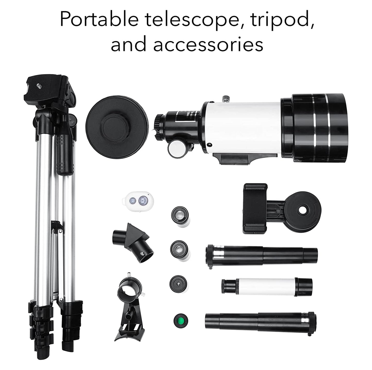 HOM Astronomical Telescope - 360° Rotational Telescope with Multiple Eyepieces - Up to 150X magnification (Black/White)