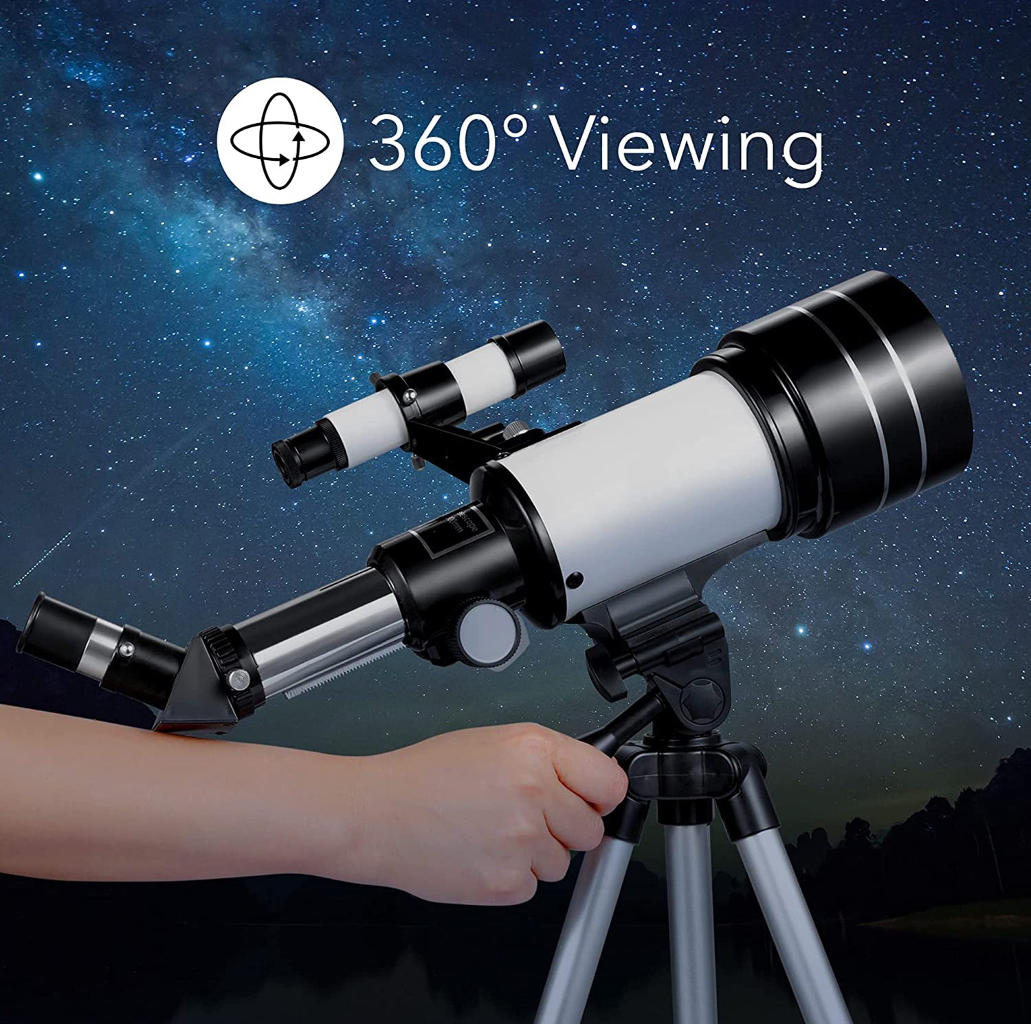 HOM Astronomical Telescope - 360° Rotational Telescope with Multiple  Eyepieces - Up to 150X magnification (Black/White)