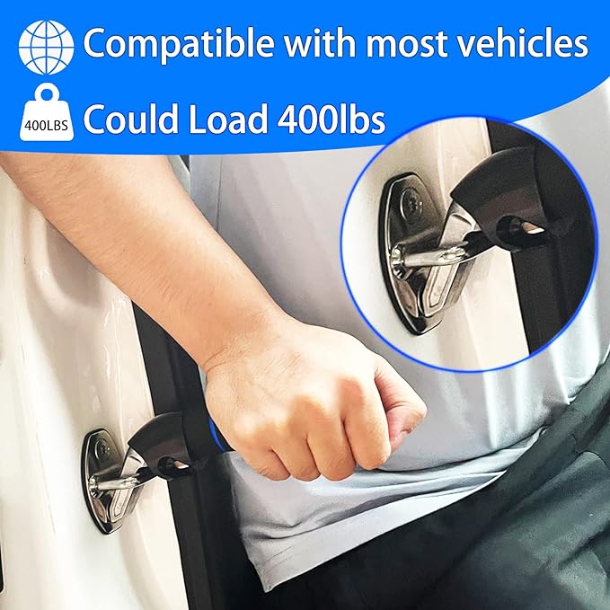 HOM 2-Pack Assisted Car Door Handle - Multifunctional Support Handle for Elderly and Handicapped in Blue Alloy Steel