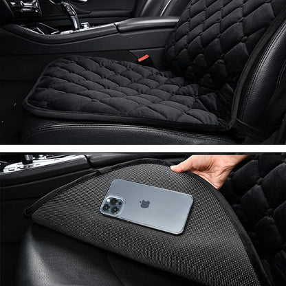 HOM Premium Full Back and Seat Cushion - Luxurious Soft Velour Cover for Enhanced Comfort and Elegance in Black