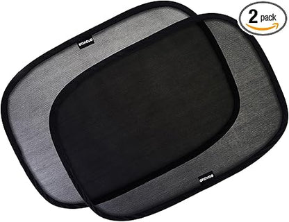 HOM Car Window Shades for Baby - 21"x14" UV Protection Sun Shade Blocker (2 Pack) in Black