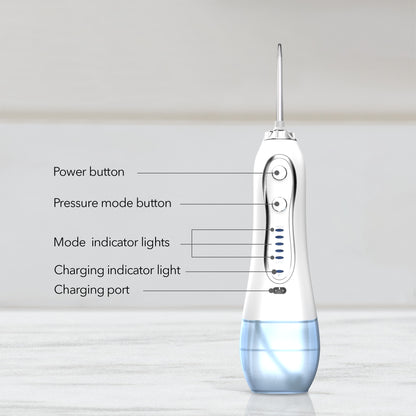 HOM Dental Cordless Oral Irrigator - Teeth Cleaning Kit with 4 Dental Tips & 10 oz Tank (White)