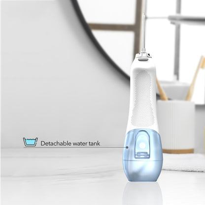 HOM Dental Cordless Oral Irrigator - Teeth Cleaning Kit with 4 Dental Tips & 10 oz Tank (White)