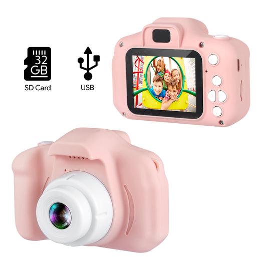 HOM Kids Camera - 1080p Digital Camera for Kids with Soft Silicone Body & Hand Strap - 32GB SD Card Included