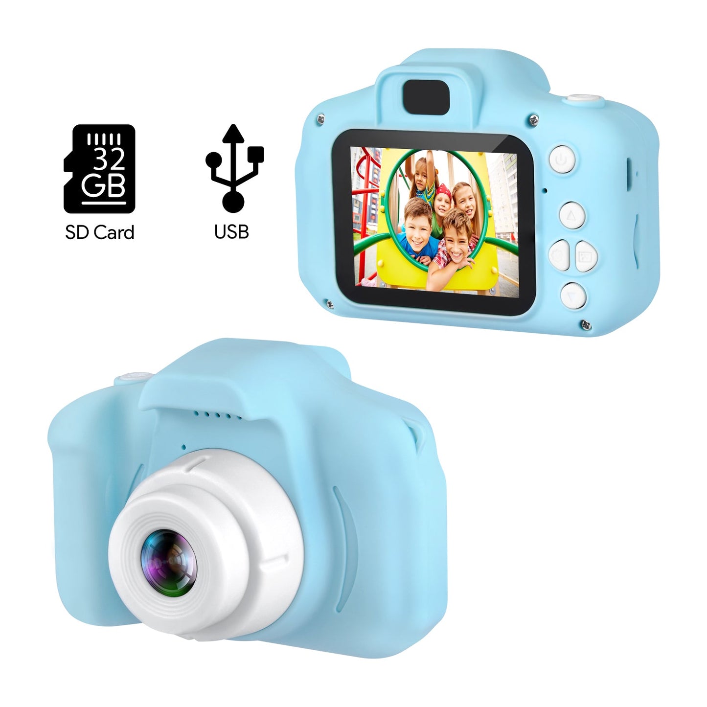 HOM Kids Camera - 1080p Digital Camera for Kids with Soft Silicone Body & Hand Strap - 32GB SD Card Included