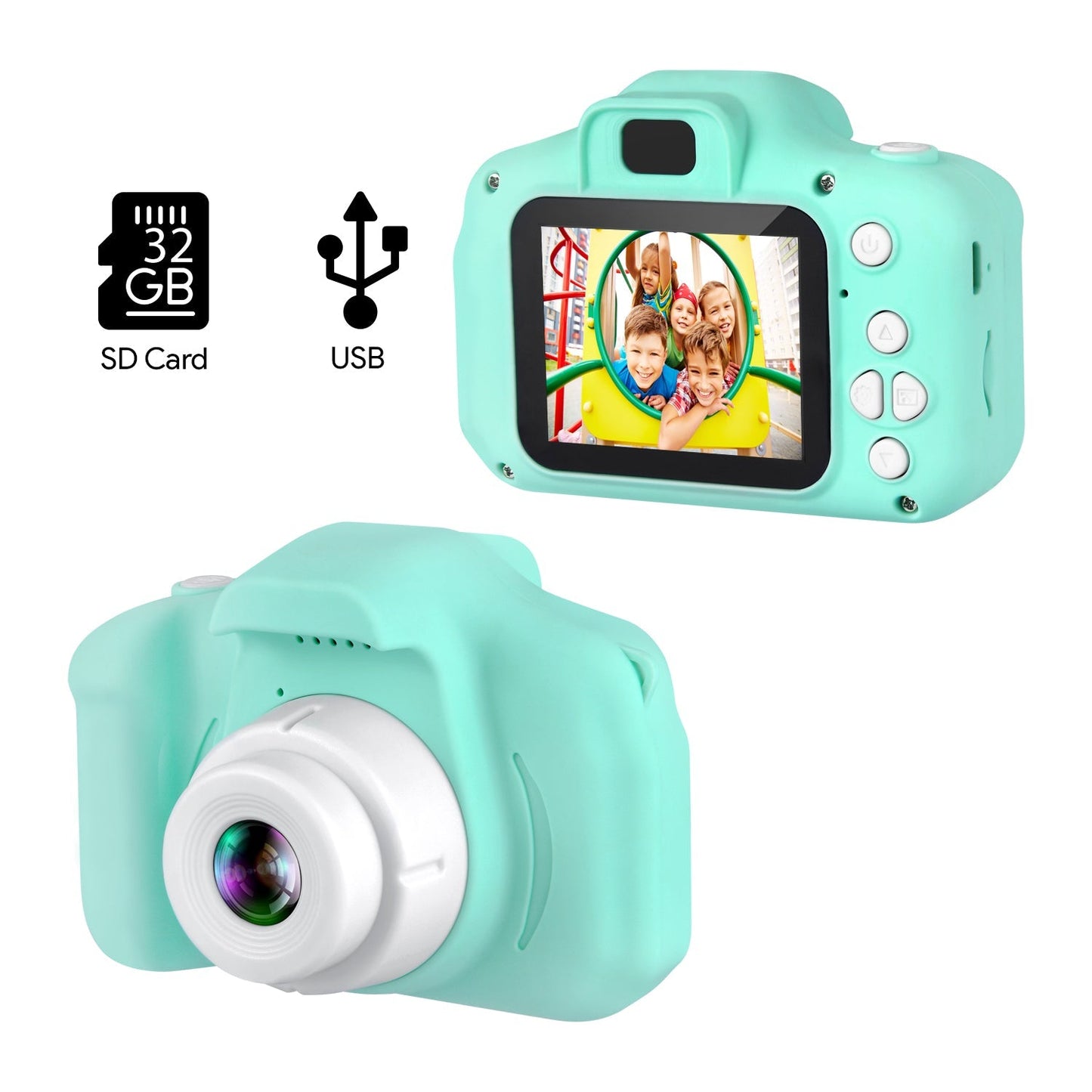 HOM Kids Camera - 1080p Digital Camera for Kids with Soft Silicone Body & Hand Strap - 32GB SD Card Included