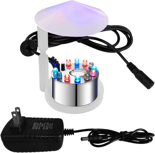 HOM 12 LED Mist Maker and Fog Machine - Indoor Fountain Atomizer for Ponds and Halloween Décor