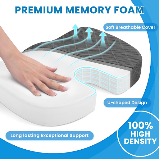 HOM Gel Seat Cushion – Comfortable Memory Foam for Back Pain Relief