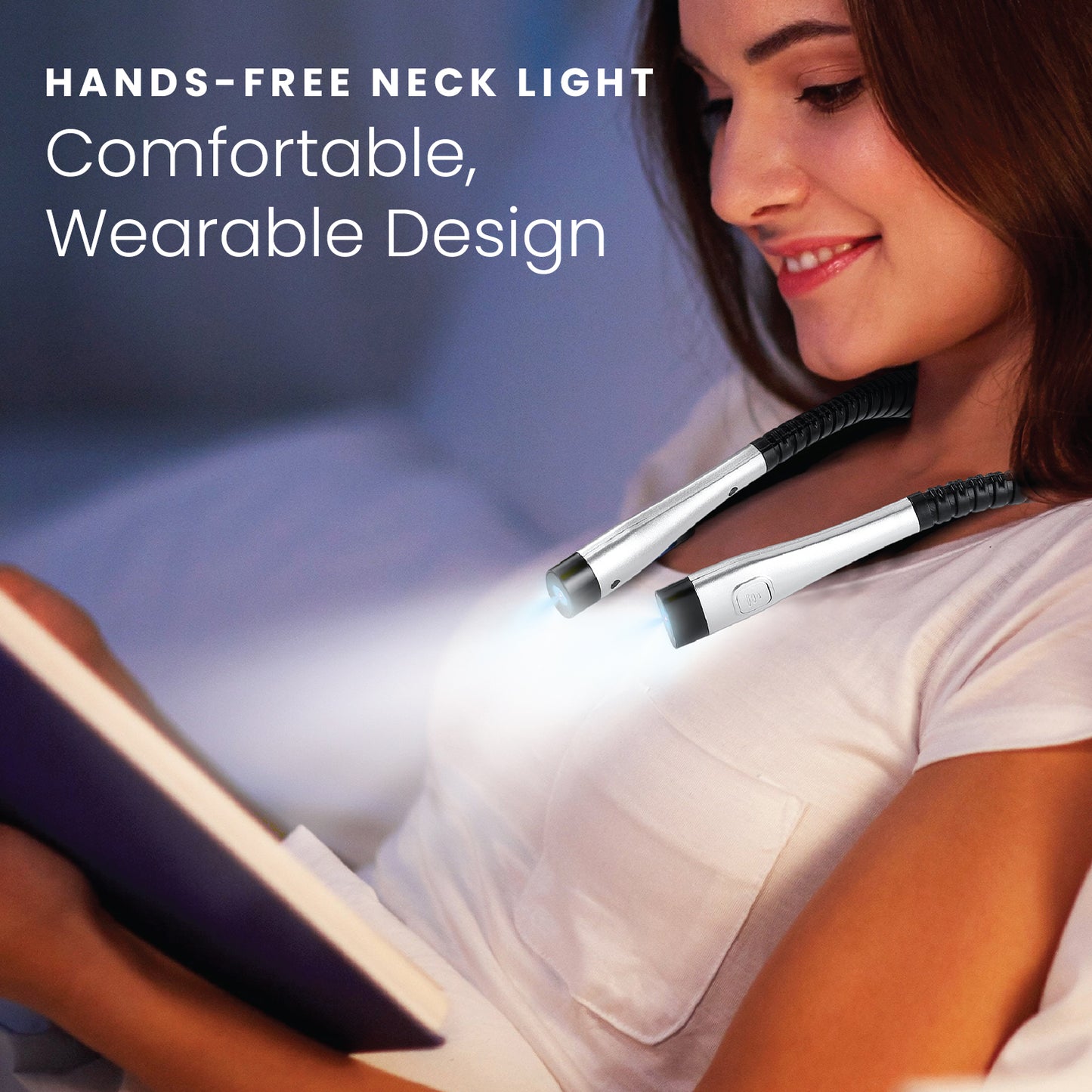 HOM Multifunction Neck Light - Wearable Reading Light for Arts, Crafts, Camping & Working in Low-Light Settings - Rechargeable Dual LED with 3 Lighting Modes for Hands-Free Illumination