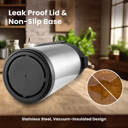HOM Coffee Dispenser with Pump - 101.44 oz (3L) Vacuum-Insulated Beverage Dispenser for Hot & Cold Drinks - Stainless Steel Pot with Up to 12H Heat Retention/24H Cold Retention - Comes with Cleaning Brush