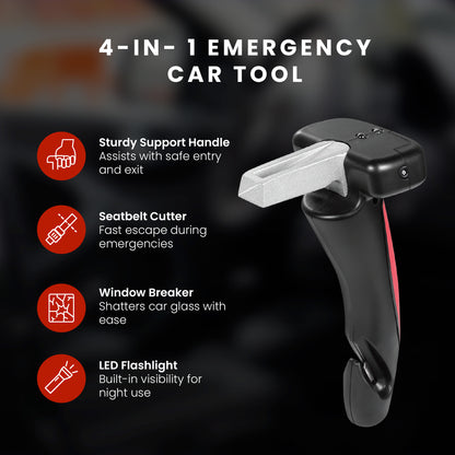 HOM Car Door Handle for Elderly - Multifunction Car Door Grabbers for Seniors with Window Breaker, Seatbelt Cutter & Built-in Flashlight - Must-Have Car Accessories for Seniors & Handicapped (2-pack)