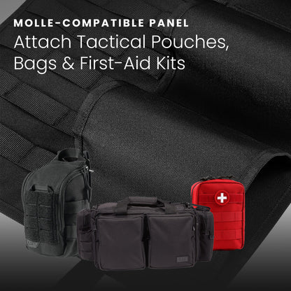 HOM Seat Back Gun Rack - Backseat Car Organizer for Tactical Gear - Adjustable Buckle Strap for Universal Fit for Most Cars & Trucks - Car Storage Rack for Hunting or Tactical Gear (2-pack)