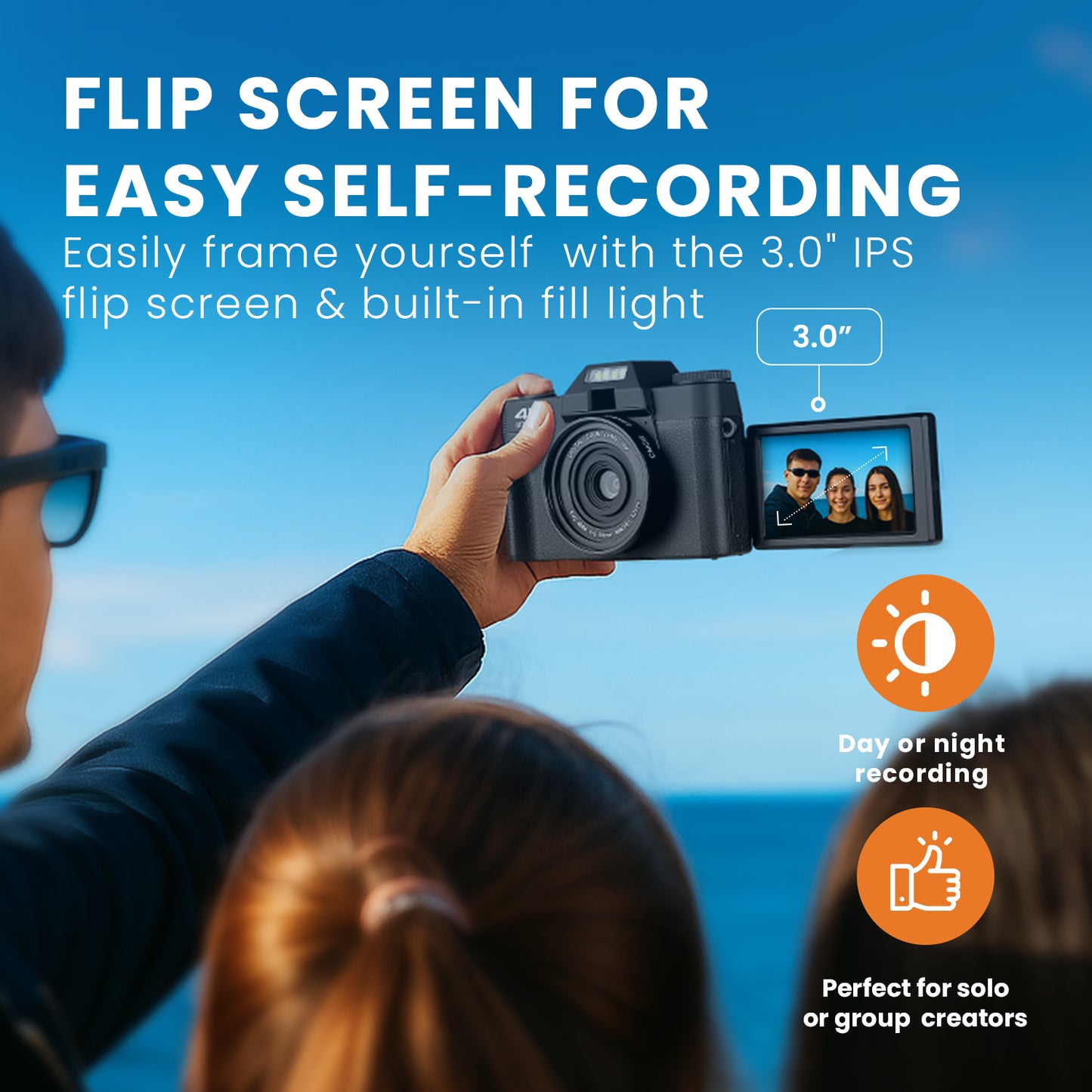HOM 4K Digital Camera with Interchangeable Lens - 16x Digital Zoom, 3.0" Flip Screen, Autofocus & Wi-Fi Connectivity - 32 Micro SD Card Included