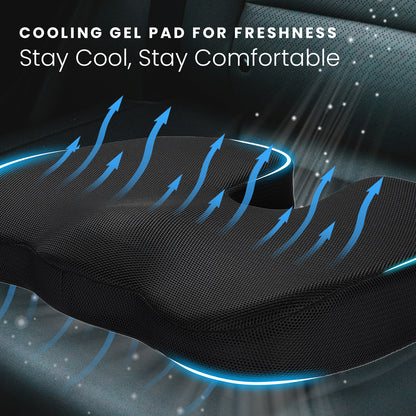 HOM Cooling Gel Memory Foam Seat Cushion - Ergonomic Chair Cushion with Cooling Gel Technology for Back Pain Relief & Ultimate Comfort