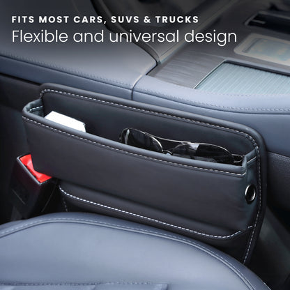 HOM Car Seat Gap Filler Organizer - Car Organizer for Between Seat and Console - Car Storage Organizer for Phone, Keys, Wallets & Other Gadgets - Universal Fit (2-pack)