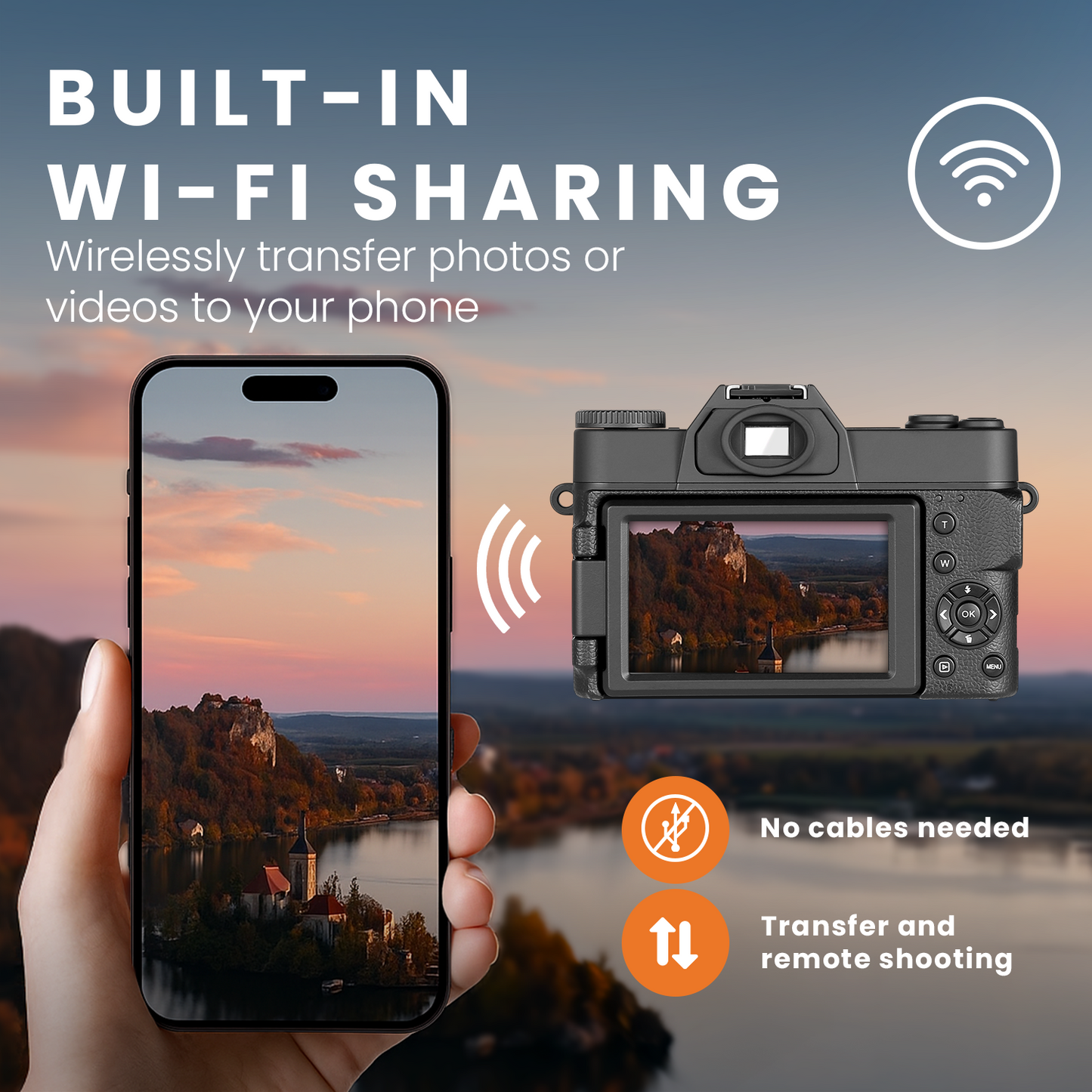 HOM 4K Digital Camera with Interchangeable Lens - 16x Digital Zoom, 3.0" Flip Screen, Autofocus & Wi-Fi Connectivity - 32 Micro SD Card Included