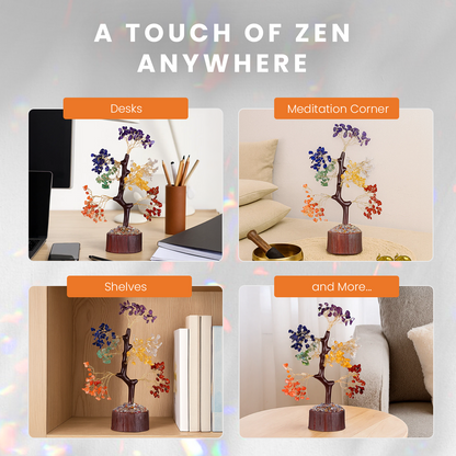 HOM Crystal Tree of Life with 7 Crystals & Healing Stones - Artificial Tree Home Decor with 7 Healing Crystals to Align 7 Chakras