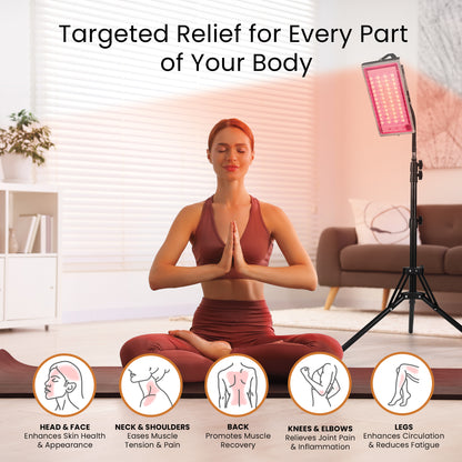 HOM Red Light Therapy Lamp for Face & Body - 660 nm Red LED Light + 850 nm Near-Infrared Therapy Lamp with Stand - Portable Near-Infrared Sauna for Muscle Recovery, Healthy Skin & Pain Relief