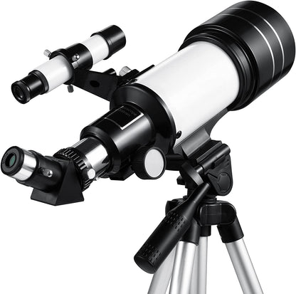 HOM Astronomical Telescope - 360° Rotational Telescope with Multiple Eyepieces - Up to 150X magnification (Black/White)