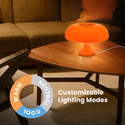 HOM Mushroom Lamp - Dimmable Desk Lamp with Adjustable Brightness Levels, Tones, and Preset Options - Easily Switch Light Modes From Warm, Cool & Neutral with Remote Control (Orange)