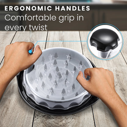 HOM Chicken Shredder with Transparent Cover - Chicken Shredder Tool Twist with Ergonomic Handles & Anti-Slip Base - Easy Cleaning with Included Brush (2-pack, black)