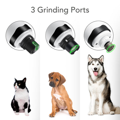 HOM Electric Dog & Cat Nail Grinder - 2-Speed Rechargeable Nail Kit with Extra Grinder Head - Suitable for Small to Large Pet Nails