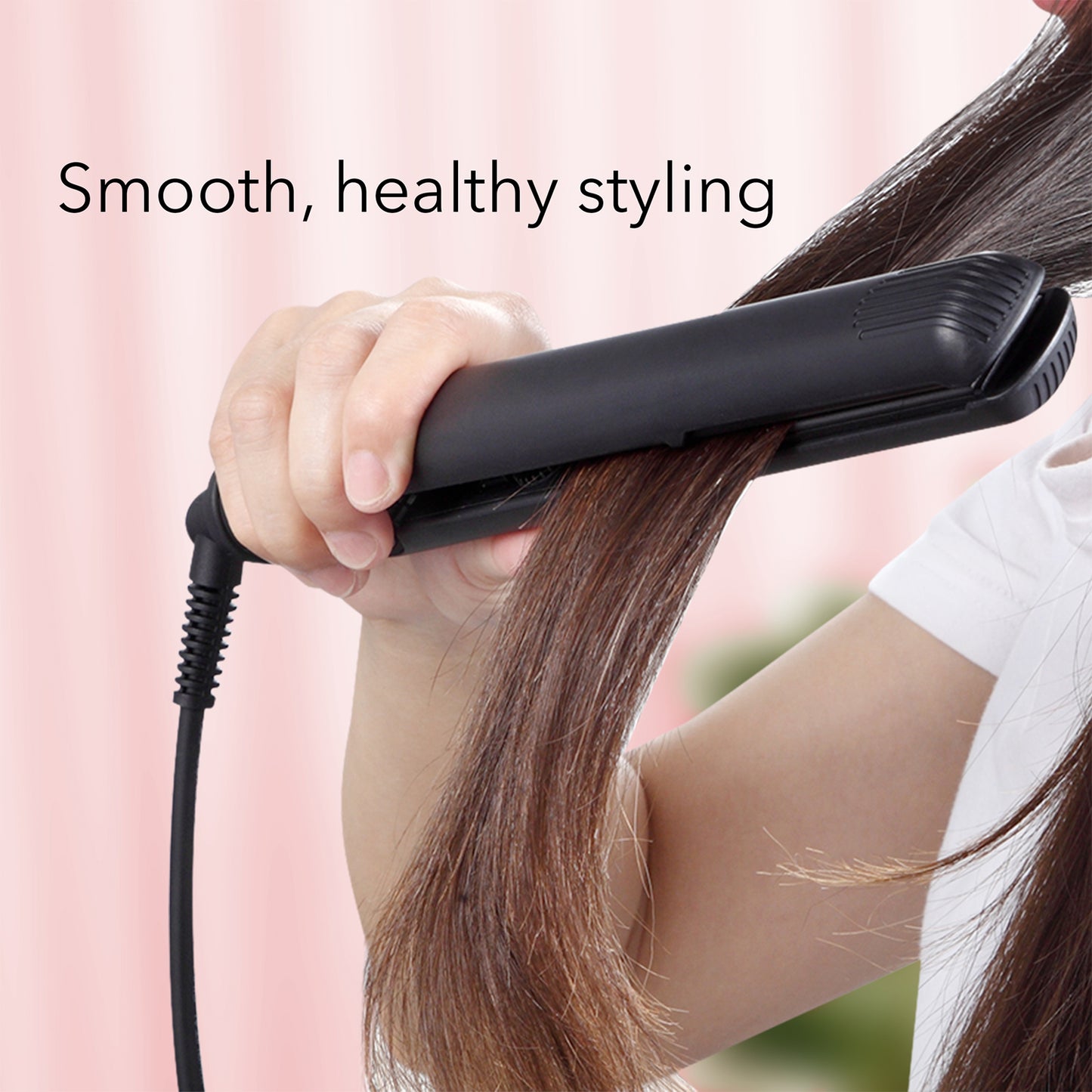 HOM 40W Portable Ceramic Hair Straightener -  Professional Salon Styling Tool (Black)