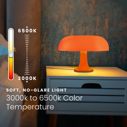 HOM Mushroom Lamp - Dimmable Desk Lamp with Adjustable Brightness Levels, Tones, and Preset Options - Easily Switch Light Modes From Warm, Cool & Neutral with Remote Control (Orange)