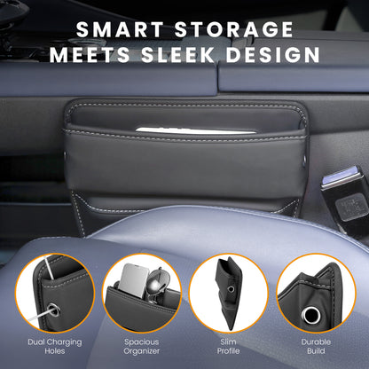 HOM Car Seat Gap Filler Organizer - Car Organizer for Between Seat and Console - Car Storage Organizer for Phone, Keys, Wallets & Other Gadgets - Universal Fit (2-pack)